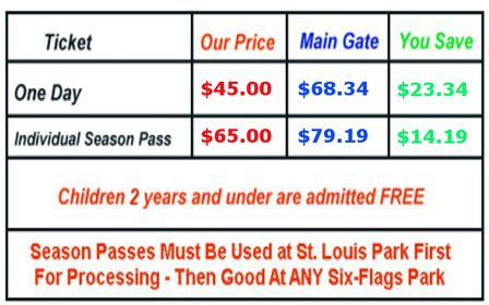 anyday voucher. . Six flags st louis ticket prices